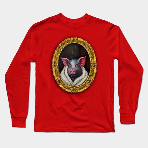 Christmas Pig in blanket Long Sleeve T-Shirt by ölümprints